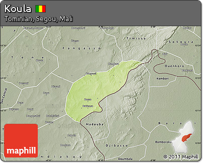 Physical Map of Koula, semi-desaturated