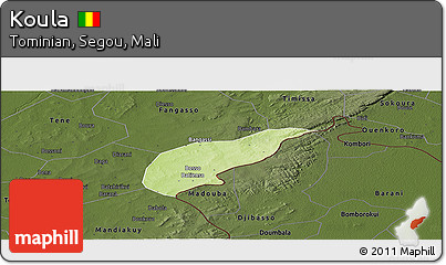 Physical Panoramic Map of Koula, darken