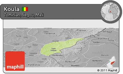 Physical Panoramic Map of Koula, desaturated
