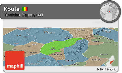 Political Panoramic Map of Koula, semi-desaturated
