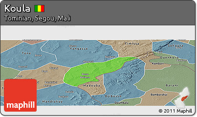 Political Panoramic Map of Koula, semi-desaturated