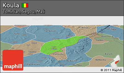 Political Panoramic Map of Koula, semi-desaturated