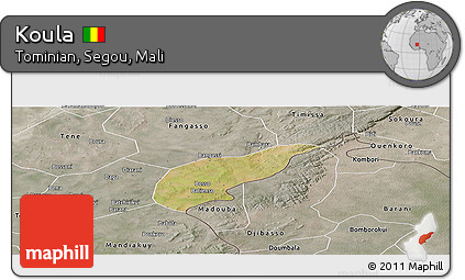 Satellite Panoramic Map of Koula, semi-desaturated