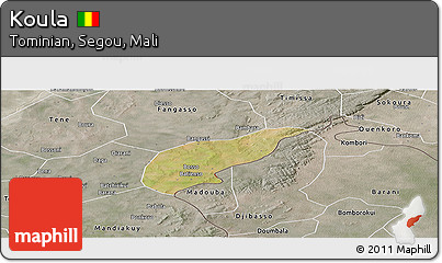Satellite Panoramic Map of Koula, semi-desaturated