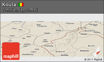 Shaded Relief Panoramic Map of Koula