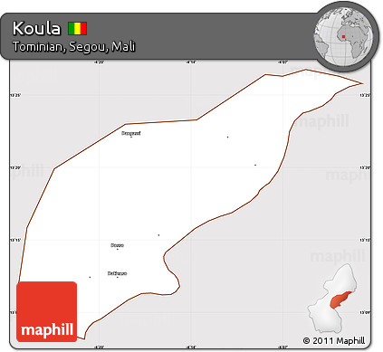 Classic Style Simple Map of Koula, cropped outside