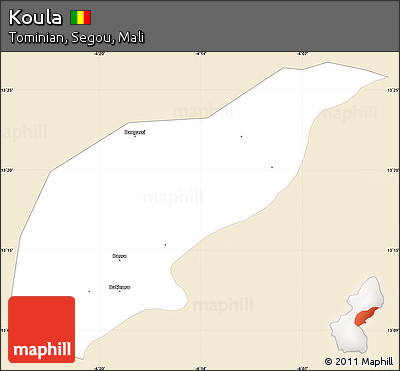 Classic Style Simple Map of Koula, single color outside