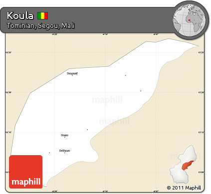 Classic Style Simple Map of Koula, single color outside