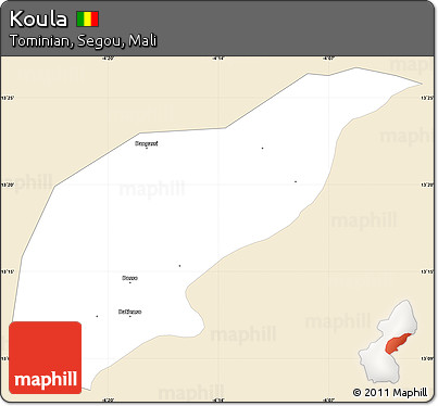 Classic Style Simple Map of Koula, single color outside