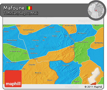Political 3D Map of Mafoune