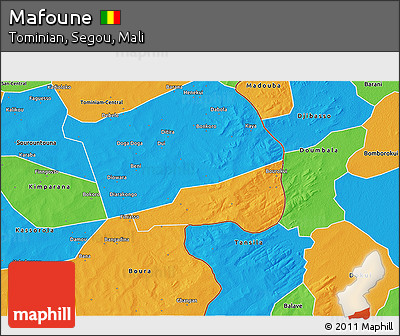 Political 3D Map of Mafoune