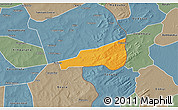 Political 3D Map of Mafoune, semi-desaturated