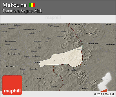 Shaded Relief 3D Map of Mafoune, darken