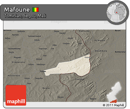 Shaded Relief 3D Map of Mafoune, darken