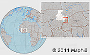 Gray Location Map of Mafoune, highlighted grandparent region, hill shading