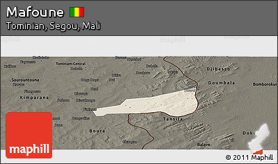 Shaded Relief Panoramic Map of Mafoune, darken