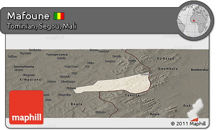 Shaded Relief Panoramic Map of Mafoune, darken