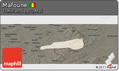 Shaded Relief Panoramic Map of Mafoune, darken