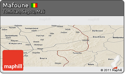 Shaded Relief Panoramic Map of Mafoune