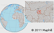 Gray Location Map of Bougouni-Central