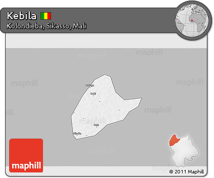 Gray 3D Map of Kebila, single color outside