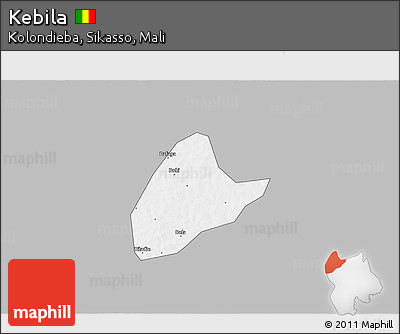 Gray 3D Map of Kebila, single color outside