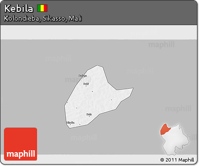 Gray 3D Map of Kebila, single color outside