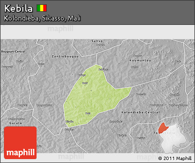 Physical 3D Map of Kebila, desaturated