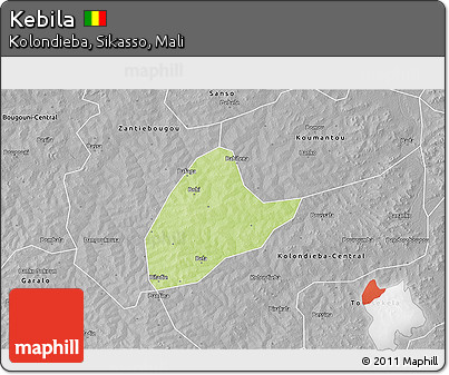 Physical 3D Map of Kebila, desaturated