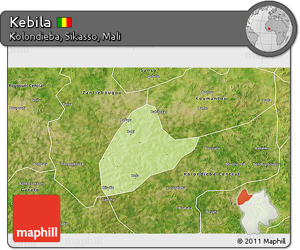 Physical 3D Map of Kebila, satellite outside