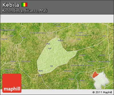 Physical 3D Map of Kebila, satellite outside