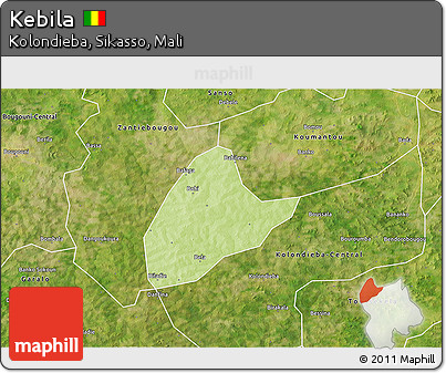 Physical 3D Map of Kebila, satellite outside