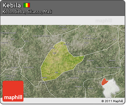 Satellite 3D Map of Kebila, semi-desaturated