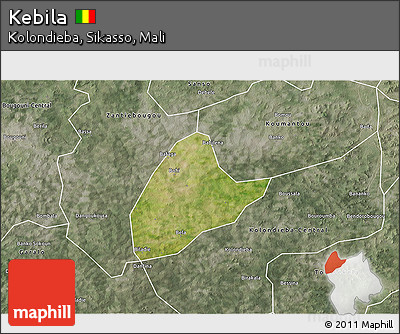 Satellite 3D Map of Kebila, semi-desaturated