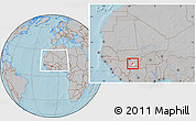 Gray Location Map of Kebila, highlighted parent region, within the entire country, hill shading