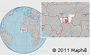 Gray Location Map of Kebila, highlighted parent region, highlighted grandparent region, hill shading