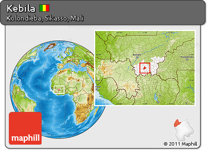 Physical Location Map of Kebila, highlighted grandparent region