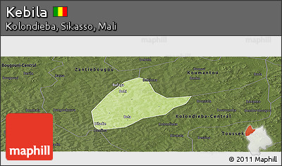 Physical Panoramic Map of Kebila, darken