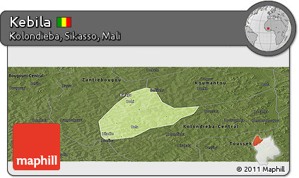 Physical Panoramic Map of Kebila, darken