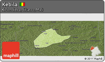 Physical Panoramic Map of Kebila, darken