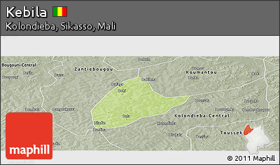 Physical Panoramic Map of Kebila, semi-desaturated