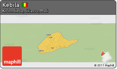 Savanna Style Panoramic Map of Kebila, single color outside