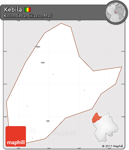 Classic Style Simple Map of Kebila, cropped outside