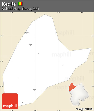 Classic Style Simple Map of Kebila, single color outside