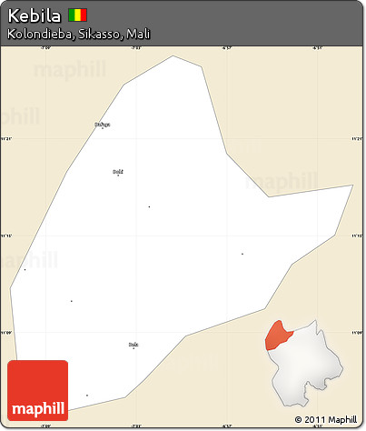 Classic Style Simple Map of Kebila, single color outside