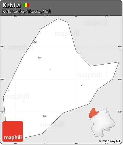 Silver Style Simple Map of Kebila, cropped outside