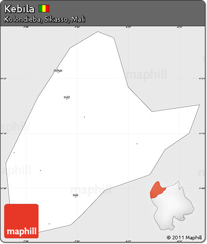 Silver Style Simple Map of Kebila, single color outside