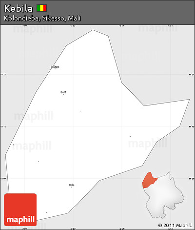 Silver Style Simple Map of Kebila, single color outside