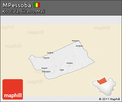 Classic Style 3D Map of MPessoba, single color outside