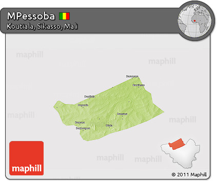 Physical 3D Map of MPessoba, cropped outside